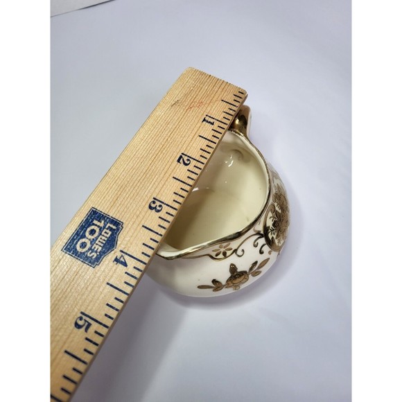 Antique Moriyama Mori Machi Creamer Hand Painted Floral Ivory Gold 1920s Japan - Picture 2 of 13